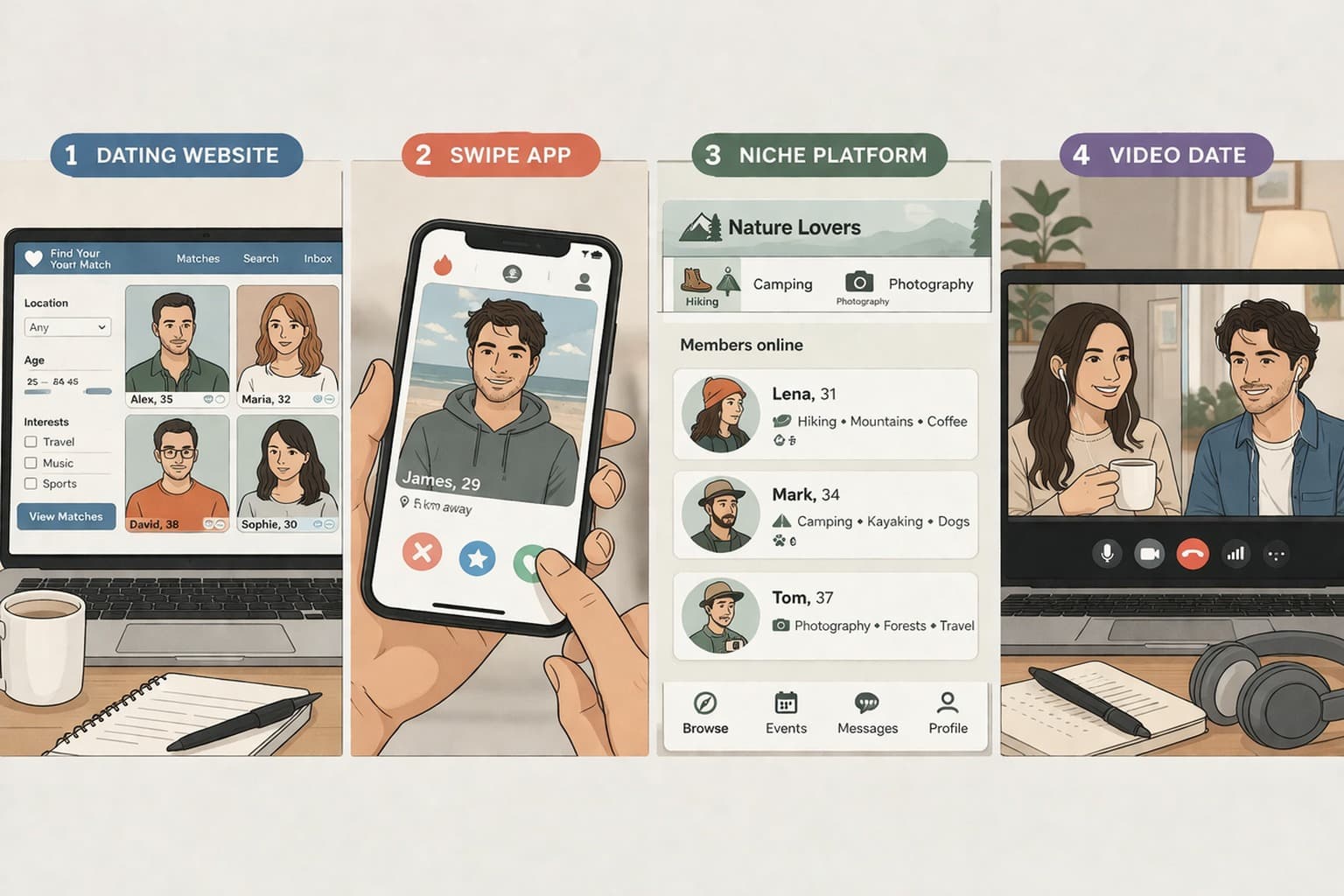 Different types of online dating platforms